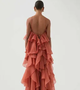 Aje Pandorea Layered Maxi Dress in Coral Clay - Size 16 for rent on The Volte - image 2