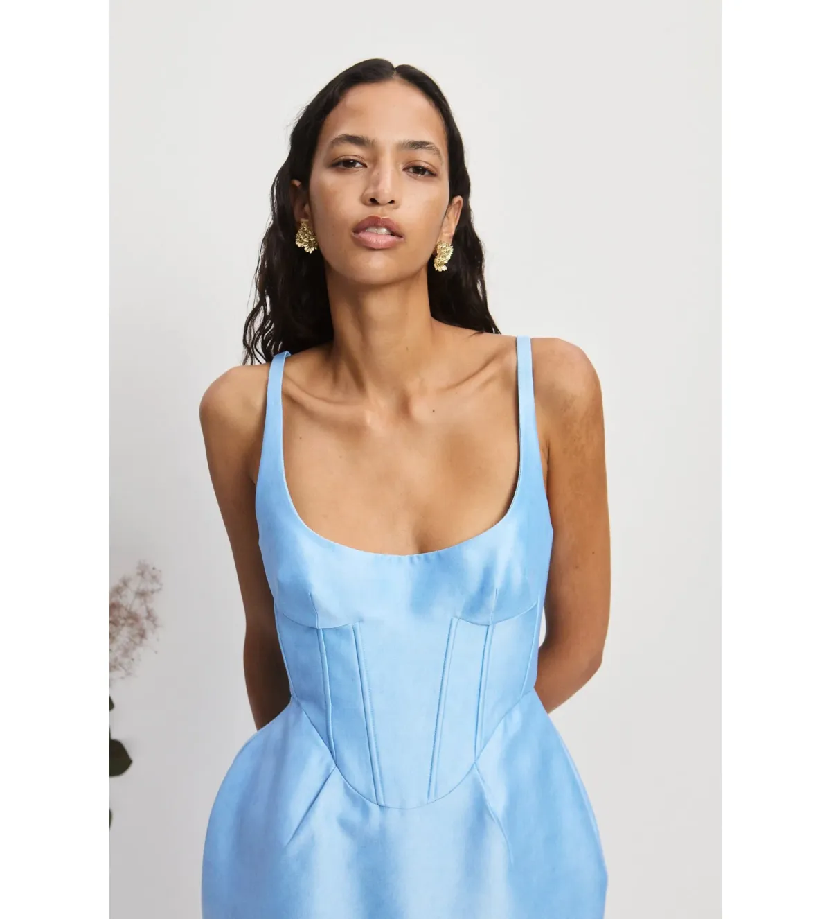 Alemais Donata Taffeta Maxi Gown Blue Print Size 12 - Image 3
