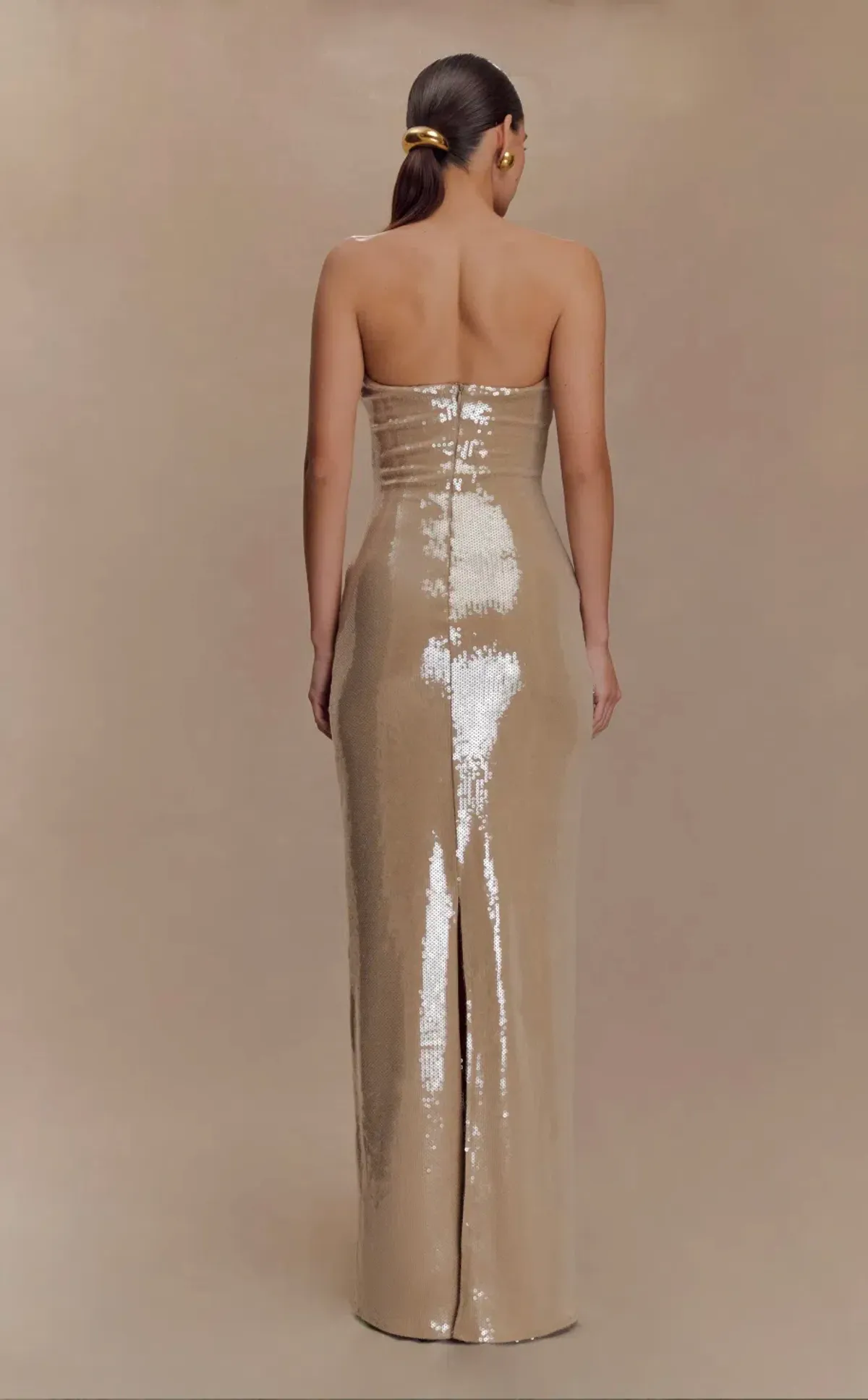 Winston Strapless Sequin Maxi Dress - Taupe - Image 2