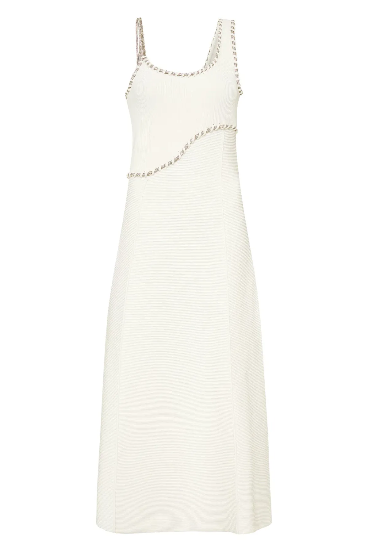 Aje Carve Abstract Knit Midi Dress in Ivory Size 10 - Image 5
