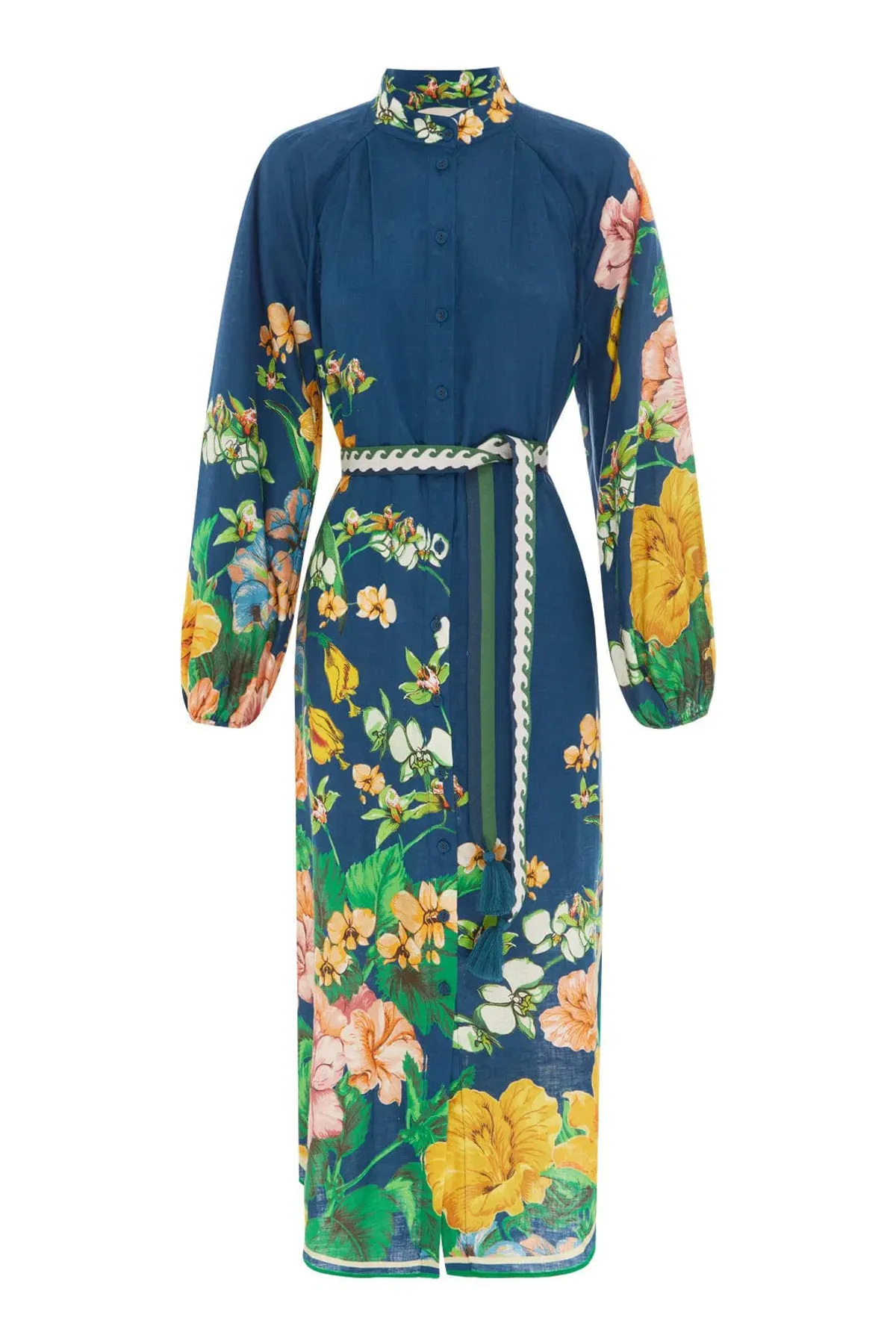 Alemais Lyla Midi Shirt Dress Blue Floral Size 16 - Image 6