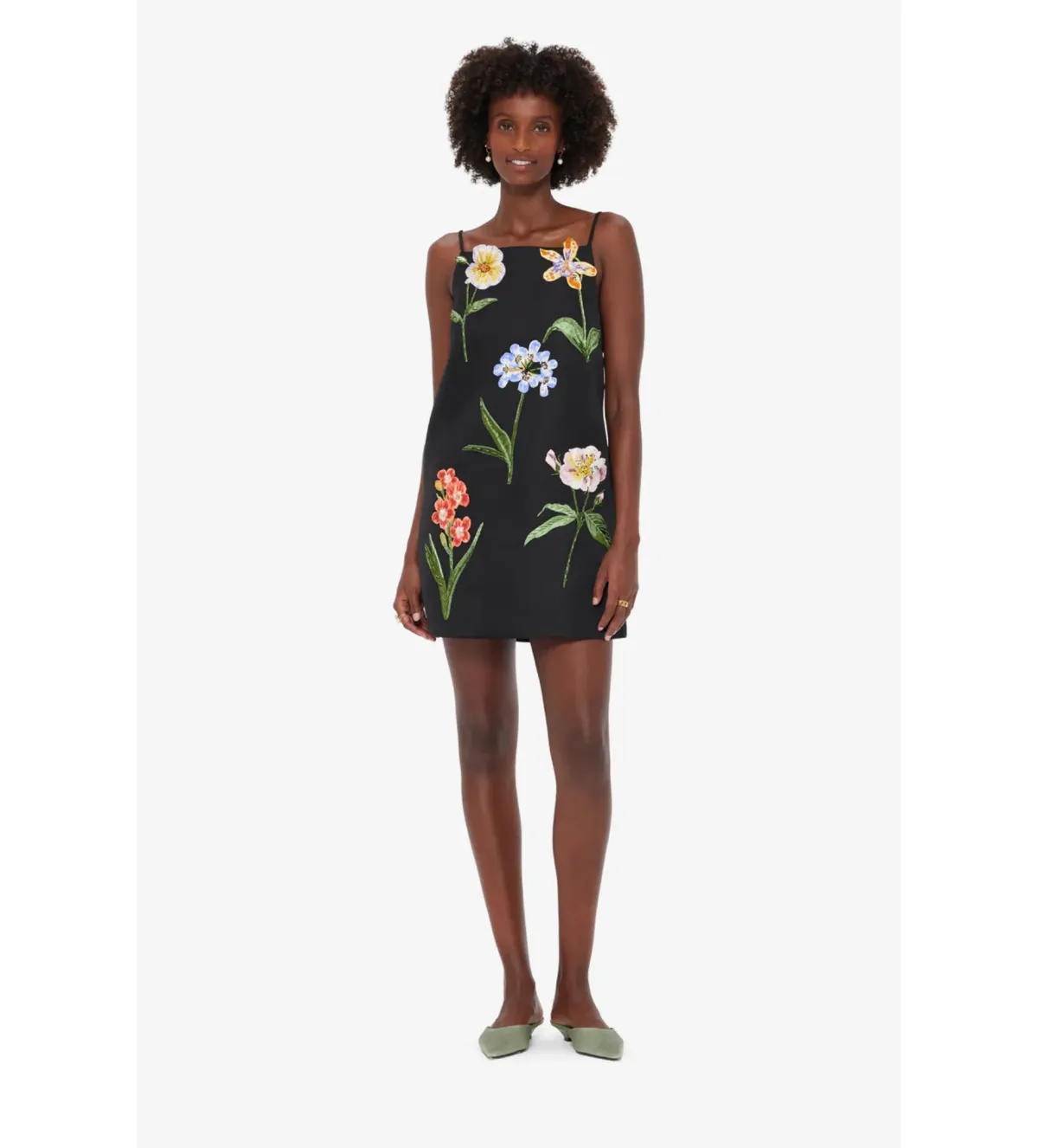 Leo Lin Leia Embroidered Mini Dress Botanical Print in Ebony Size 10 - Image 4