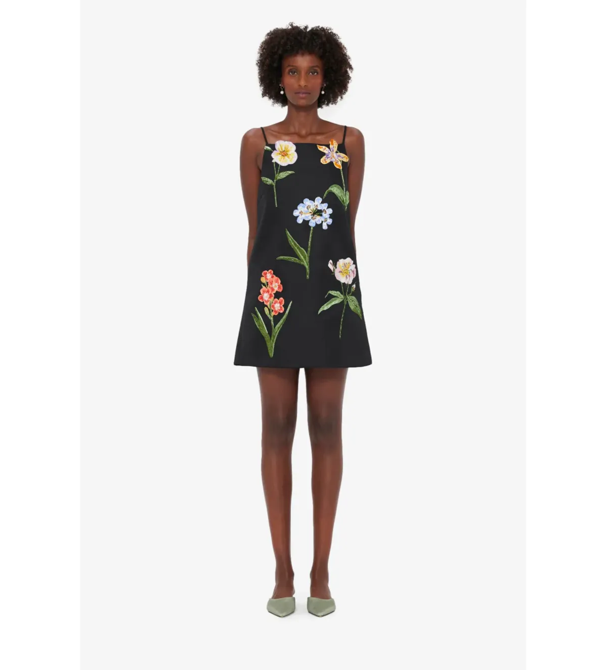 Leo Lin Leia Embroidered Mini Dress Botanical Print in Ebony Size 10 - Image 1
