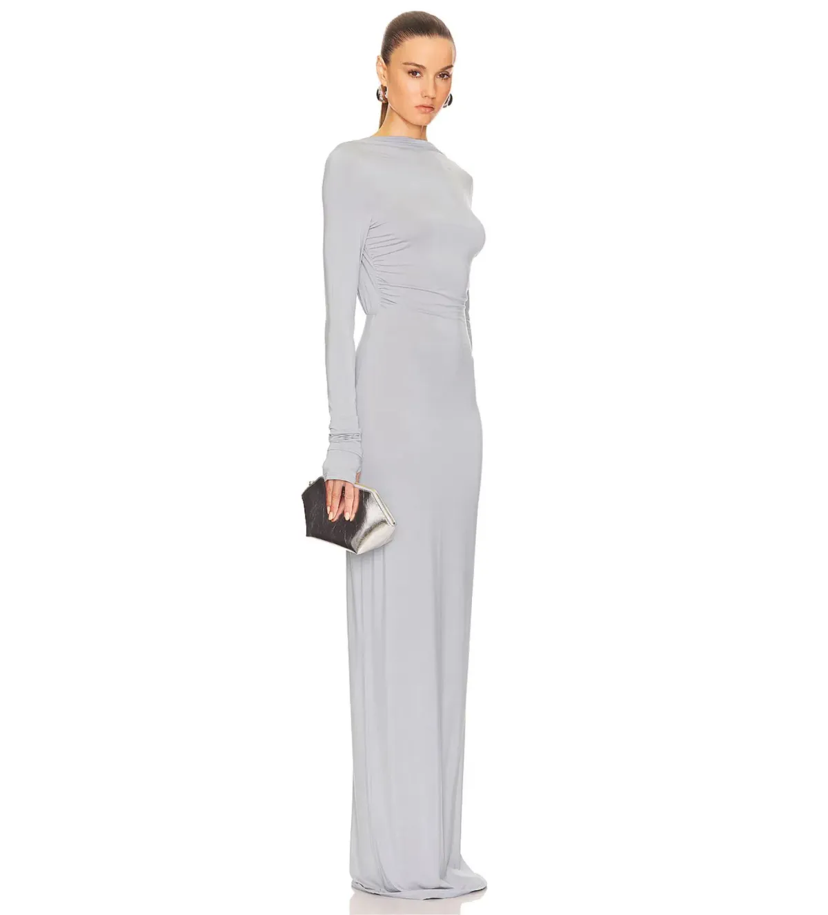 Helsa Jersey Backless Maxi Dress in Dove Grey Size 8 - Image 2