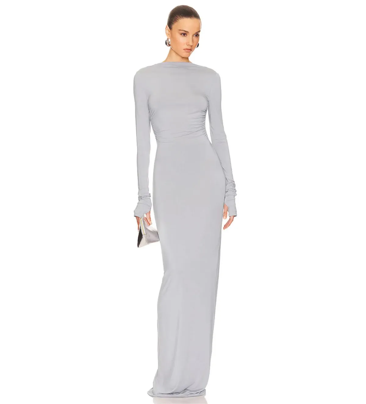 Helsa Jersey Backless Maxi Dress in Dove Grey Size 8 - Image 1