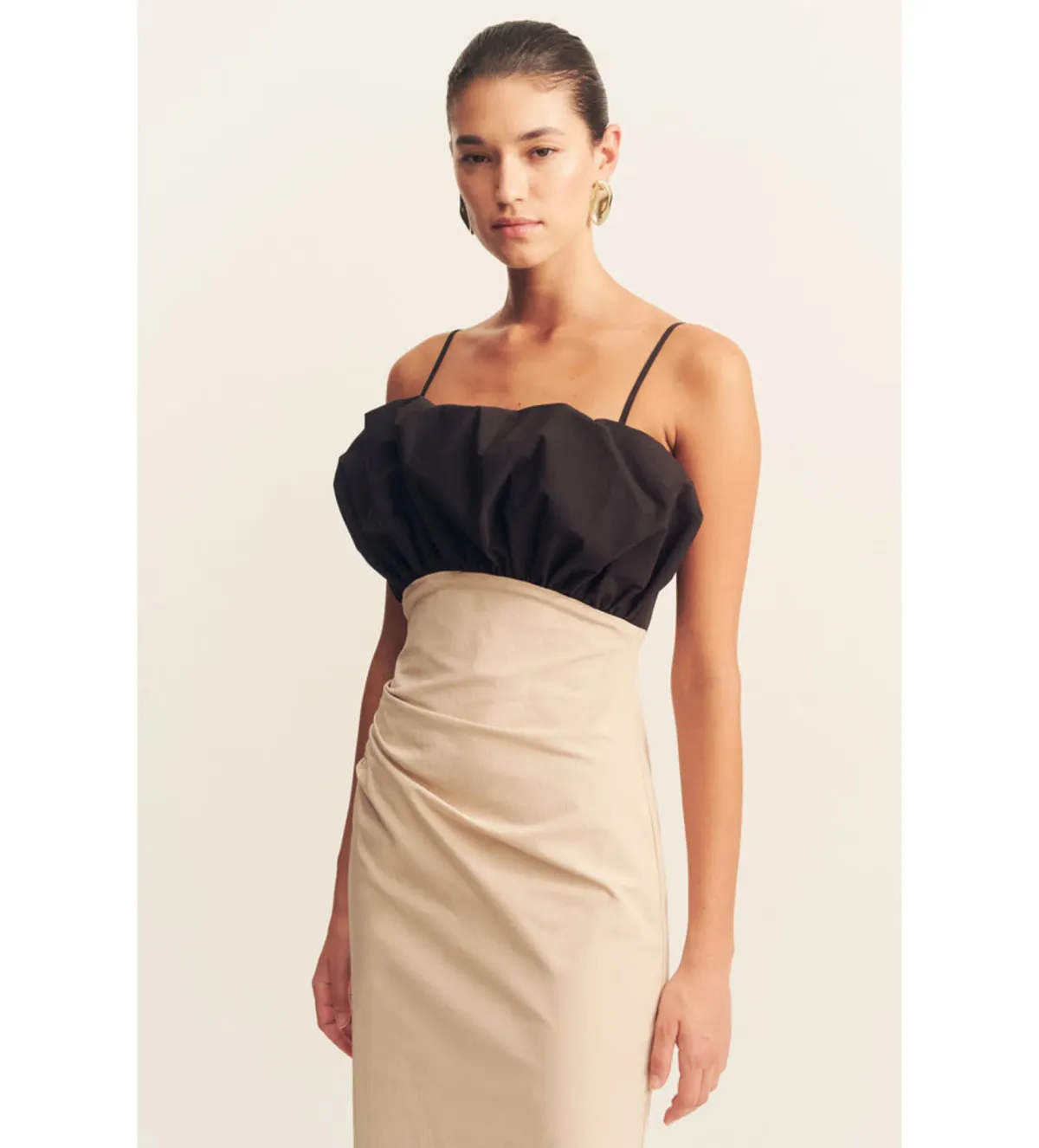 Shona Joy Campbell Bubble Bodice Midi Dress in Oat Milk Size 10 - Image 5