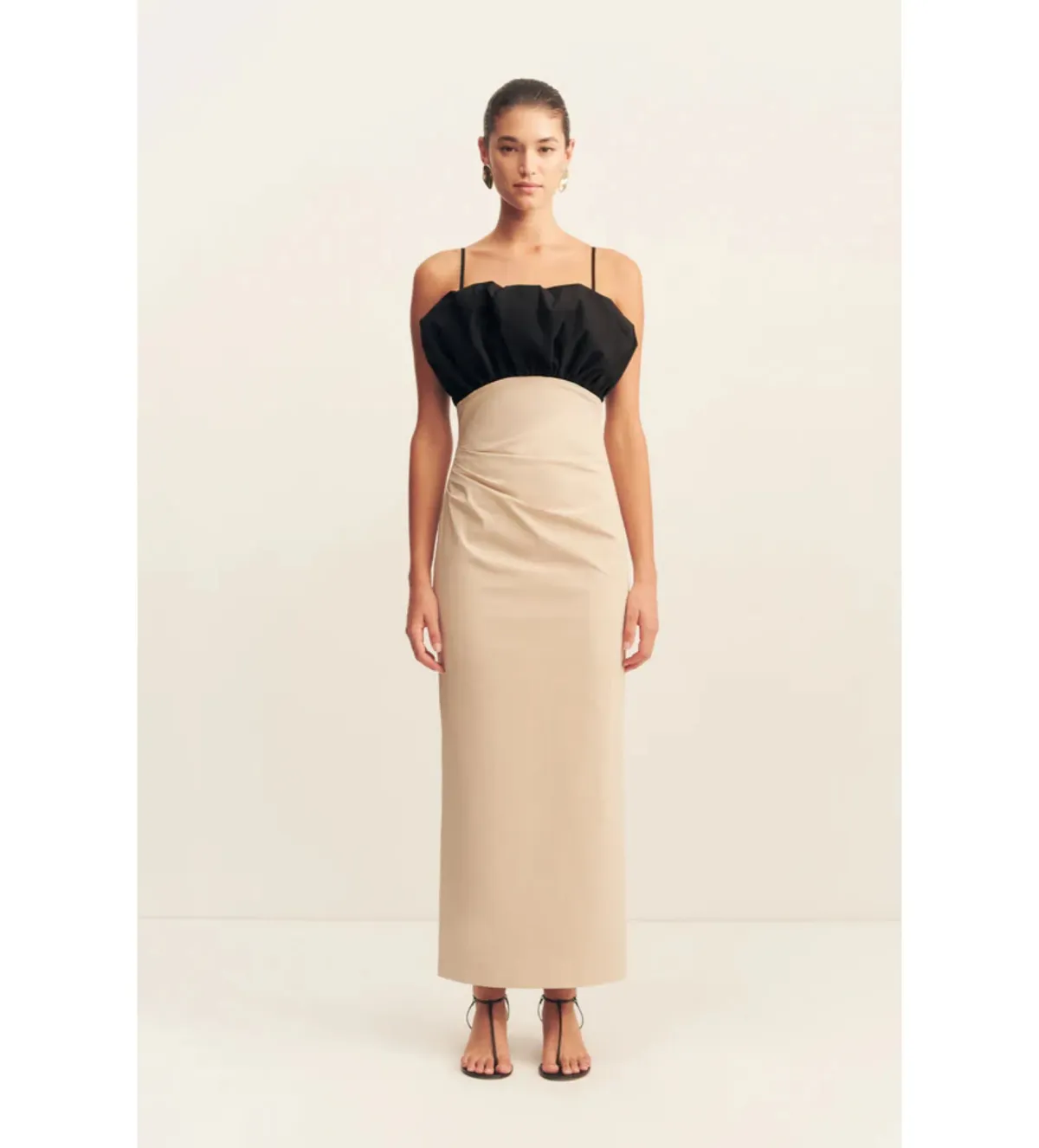 Shona Joy Campbell Bubble Bodice Midi Dress in Oat Milk Size 10 - Image 1