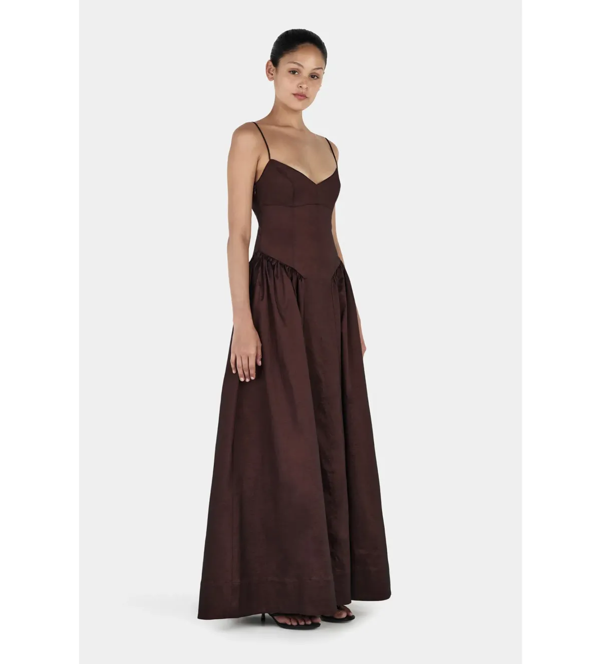 Hansen & Gretel Bellini Taffeta Maxi Gown Chocolate Size AU 8 - Image 3