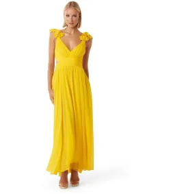Forever New Selena Ruffle Shoulder Maxi Dress in Yellow Size AU10 for rent on The Volte - image 1
