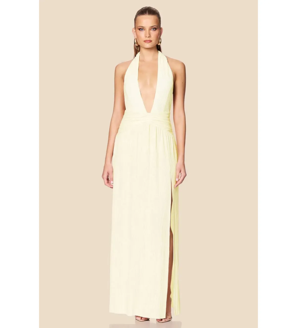 Nookie Desiree Halter Maxi Gown Yellow Size 8 - Image 3