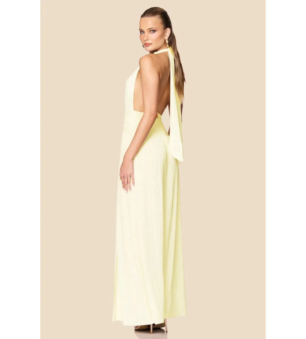 Nookie Desiree Halter Maxi Gown Yellow Size 8 - Image 4
