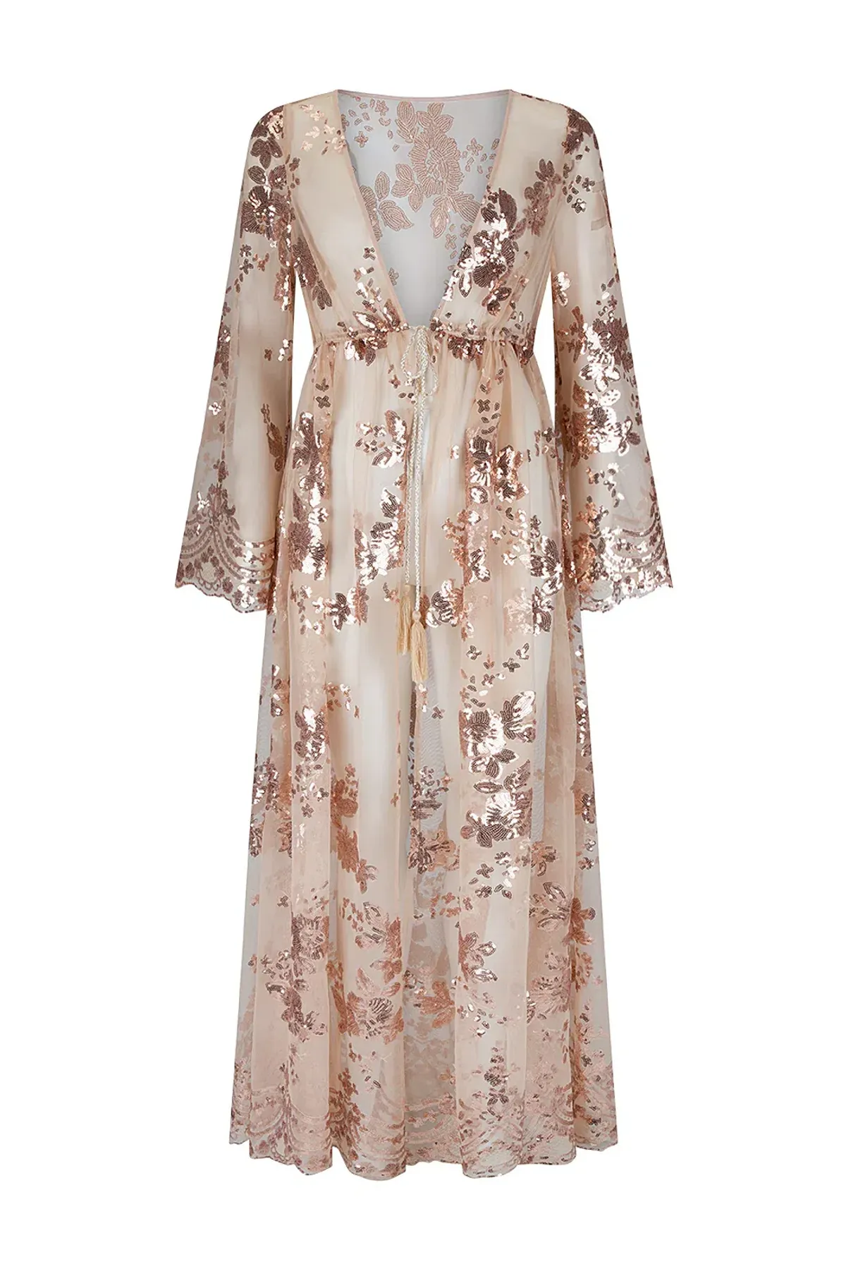 Coven & Co Maternity Melody Sequin Duster Gown Rose Gold Size 12 - Image 7