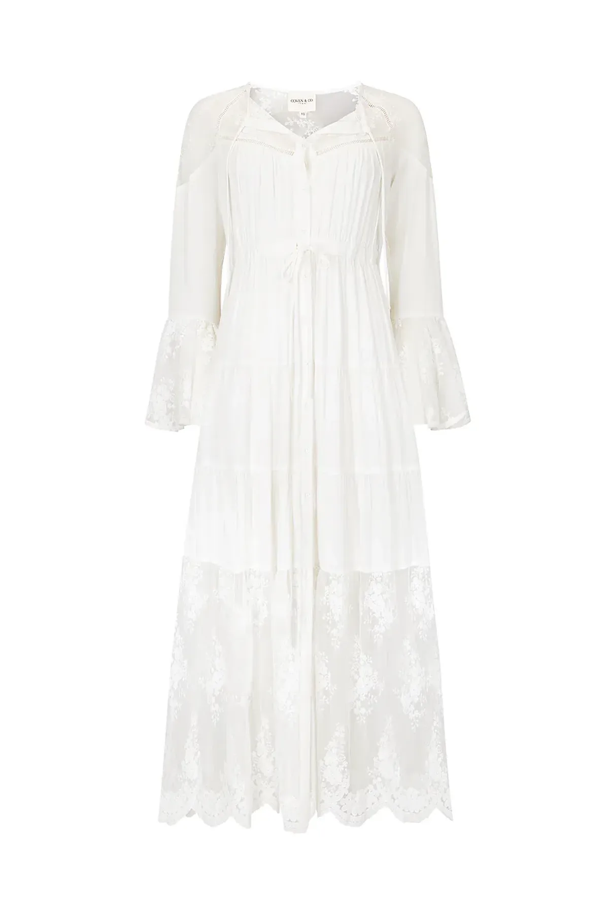 Coven & Co Boho Maternity Full Moon Lace Gown White Size M / AU 12 - Image 9