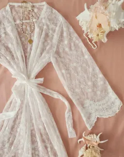 Coven & Co Boho Island Breeze Robe White Lace One Size for rent on The Volte - image 8