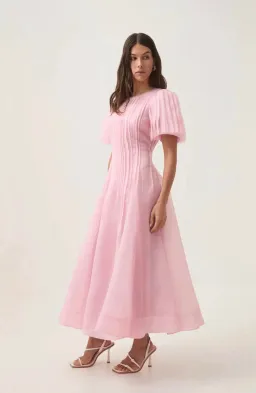 Aje Nova Pleated Midi Dress Chalk Pink 10 for rent on The Volte - image 3