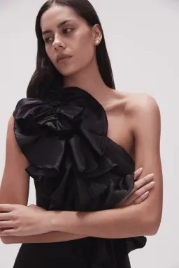 Aje Adelia Ruffle Midi Dress Black Size 14 for rent on The Volte - image 2