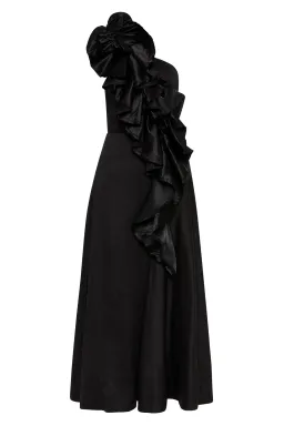 Aje Adelia Ruffle Midi Dress Black Size 14 for rent on The Volte - image 5