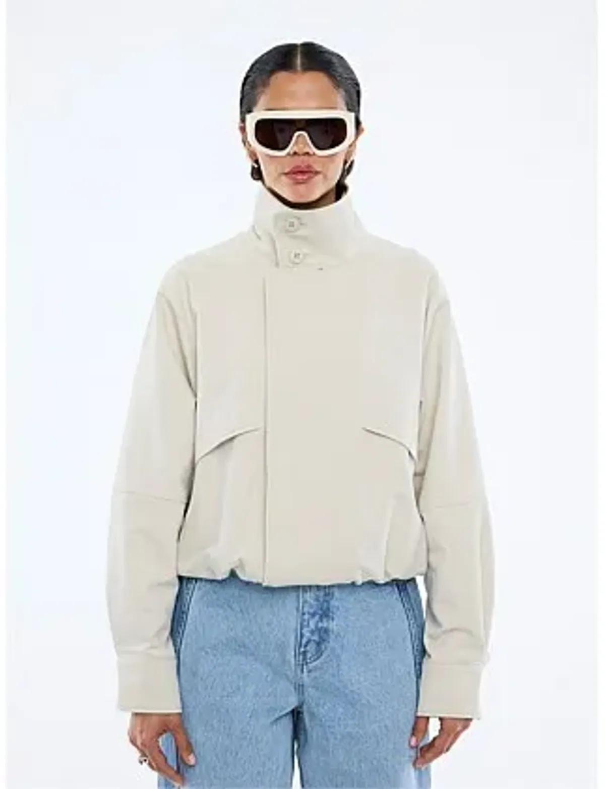 Ena Pelly Zad Bomber Jacket Cream Size 10 - Image 6