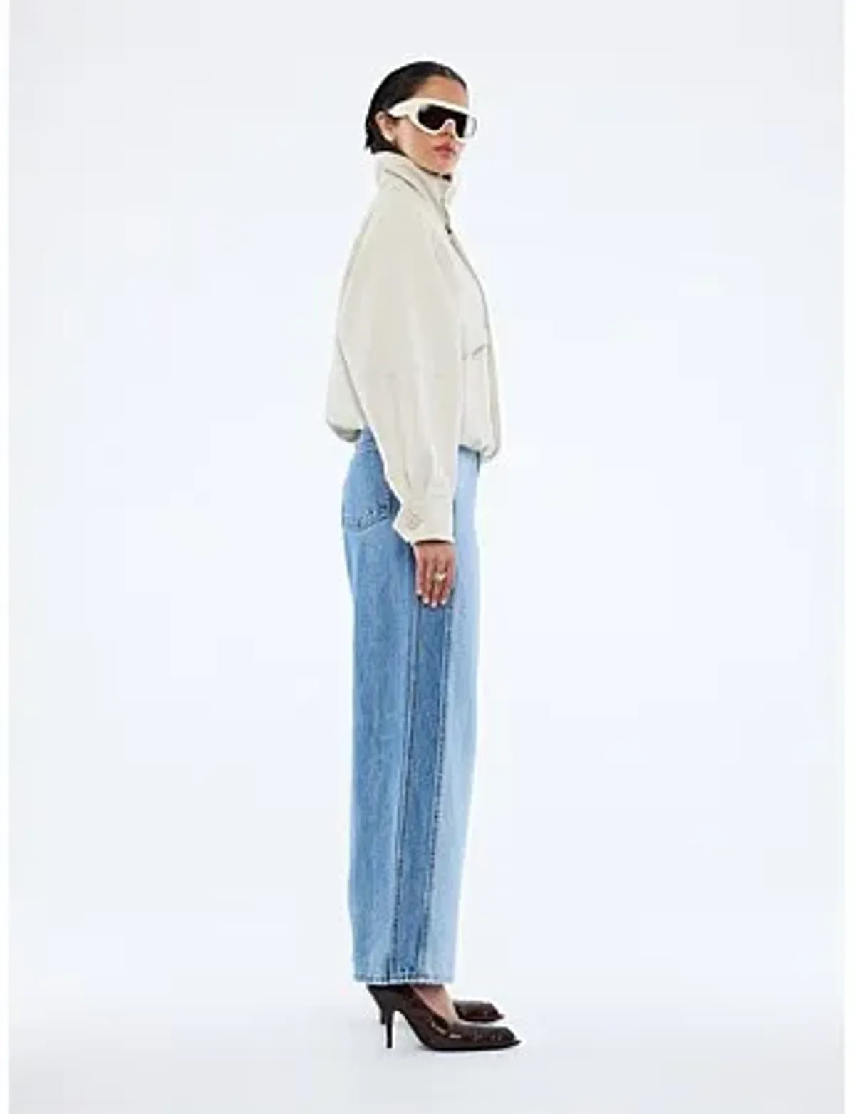 Ena Pelly Zad Bomber Jacket Cream Size 10 - Image 1
