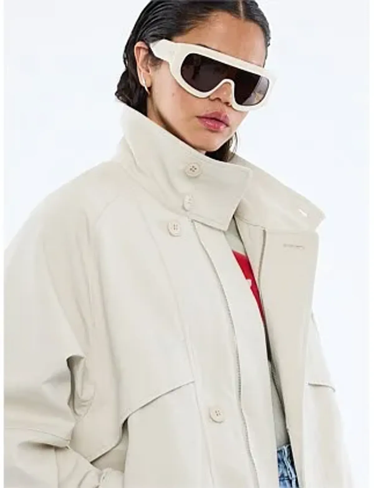 Ena Pelly Zad Bomber Jacket Cream Size 10 - Image 2