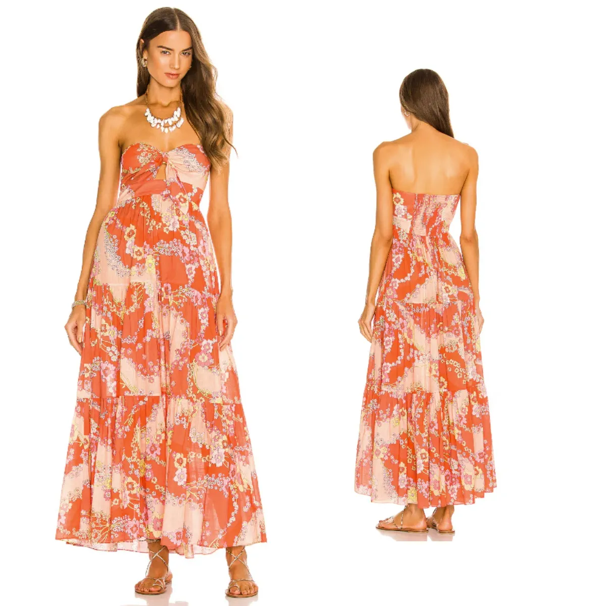 Zimmermann Lola Tie Front Midi Dress in Raspberry Floral Size 0/AU 6 - Image 1