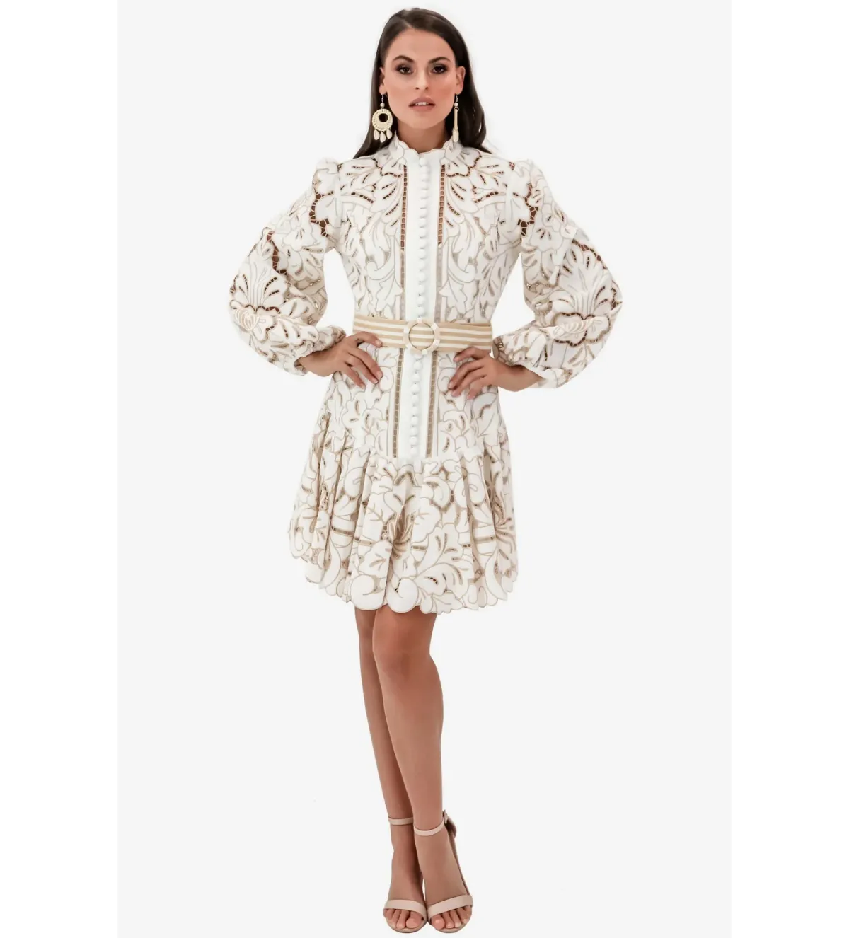 Zimmermann Edie Button Down Short Dress in Ivory Size AU8 - Image 1