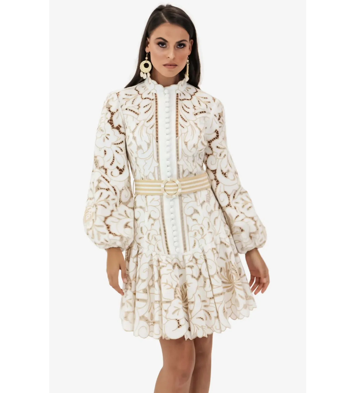 Zimmermann Edie Button Down Short Dress in Ivory Size AU8 - Image 2