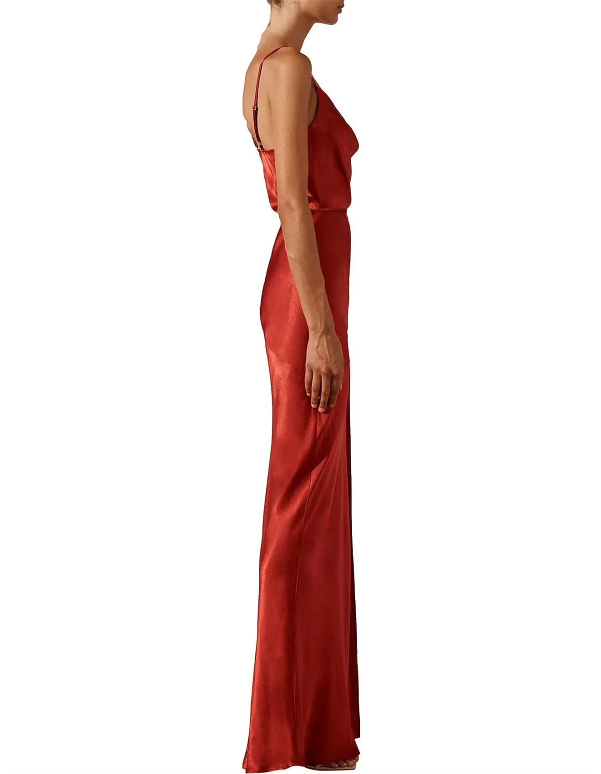 SHONA JOY La Lune Bias Cowl Maxi With Split - Red - Image 4