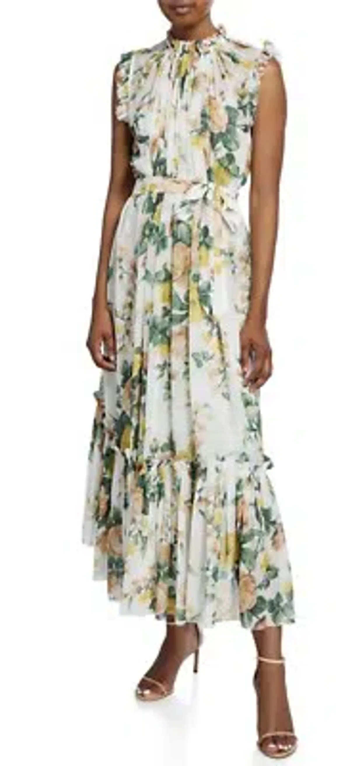 Zimmermann Zippy Frill Midi/Maxi Dress White Floral Size 2 AU 12 - Image 2