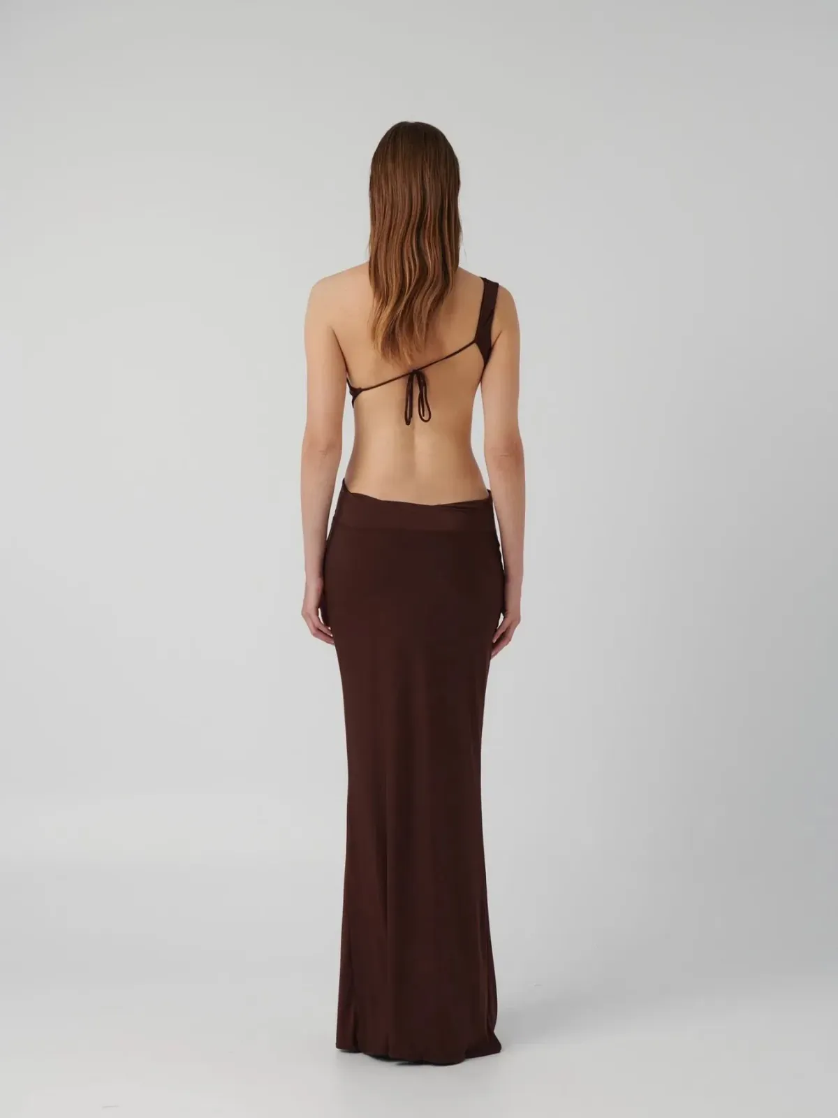 Effie Kats Hawlya Gown Cocoa Maxi Dress in Brown Size S/ AU 8 - Image 4