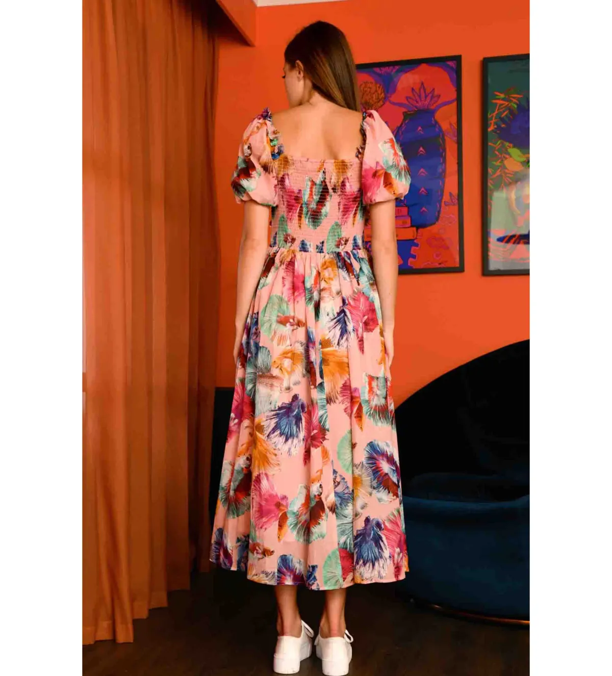 Coop Fish Out Of Water Sweet Hearts Content Midi Dress in Peach Size 16 - Image 3