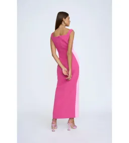 By Johnny Caterina Two Tone Curve Midi Dress in Pink Size 10 for rent on The Volte - image 3