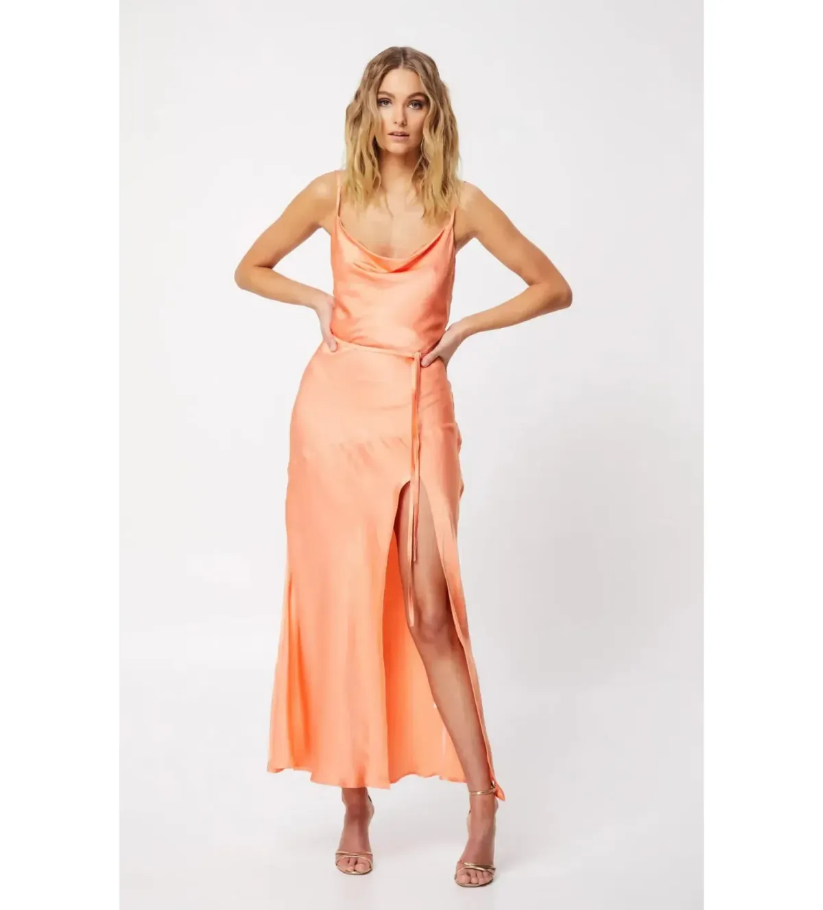 Mossman Crazy For You Midi Dress in Peach Size 8 - Image 1