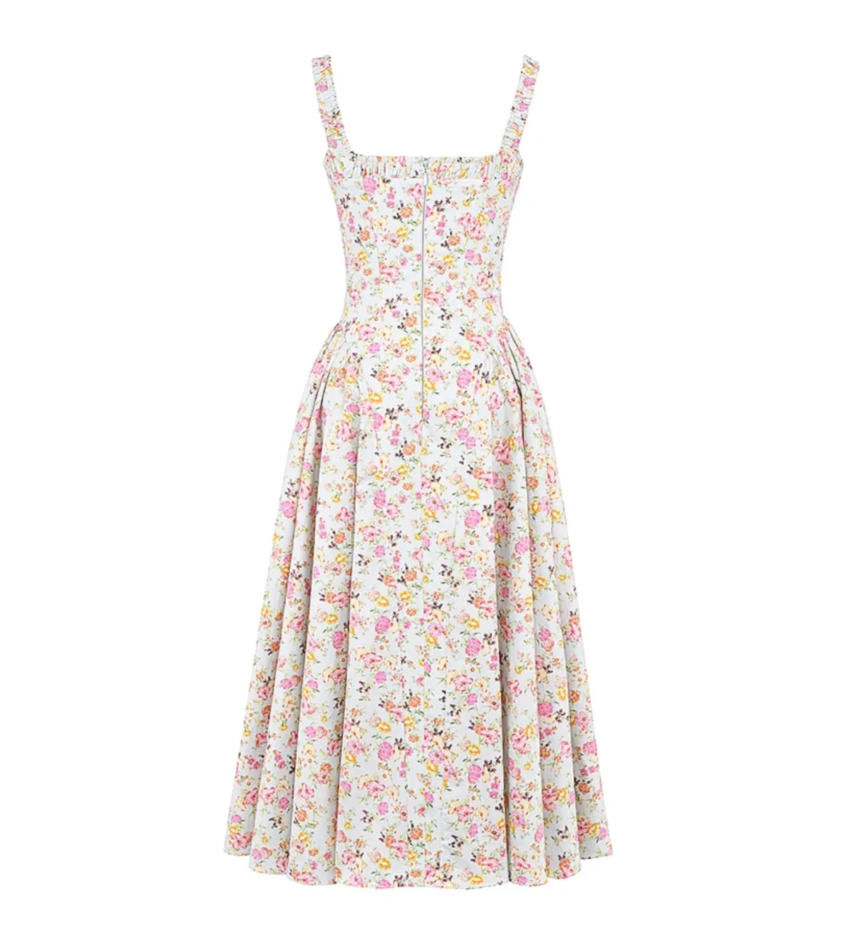 House of CB Dorothy Midi Dress Pale Blue Meadow Print Cotton Size XS/AU 6 - Image 6