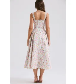 House of CB Dorothy Midi Dress Pale Blue Meadow Print Cotton Size XS/AU 6 for rent on The Volte - image 4