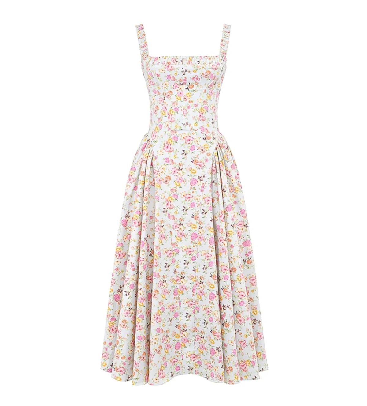 House of CB Dorothy Midi Dress Pale Blue Meadow Print Cotton Size XS/AU 6 - Image 5