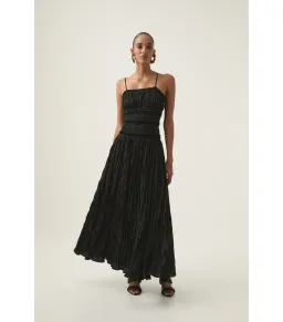 Aje Dewdrop Layered Satin Maxi Gown Black Size AU 10 for rent on The Volte - image 1