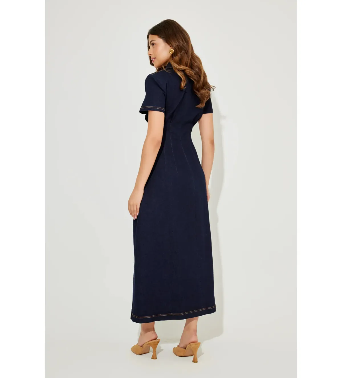 Odd Muse The Ultimate Muse Collared Midi Dress Indigo Blue Size L / AU 10 - Image 3