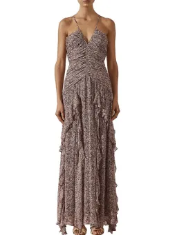 Shona Joy Cynthia Ruched Frill Maxi Dress Size 8 for rent on The Volte - image 1