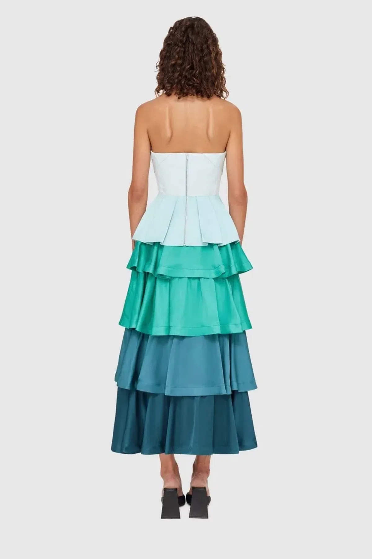 Leo Lin Jade Bustier Top and Maxi Skirt Set in Green/Blue Size AU 6 - Image 2