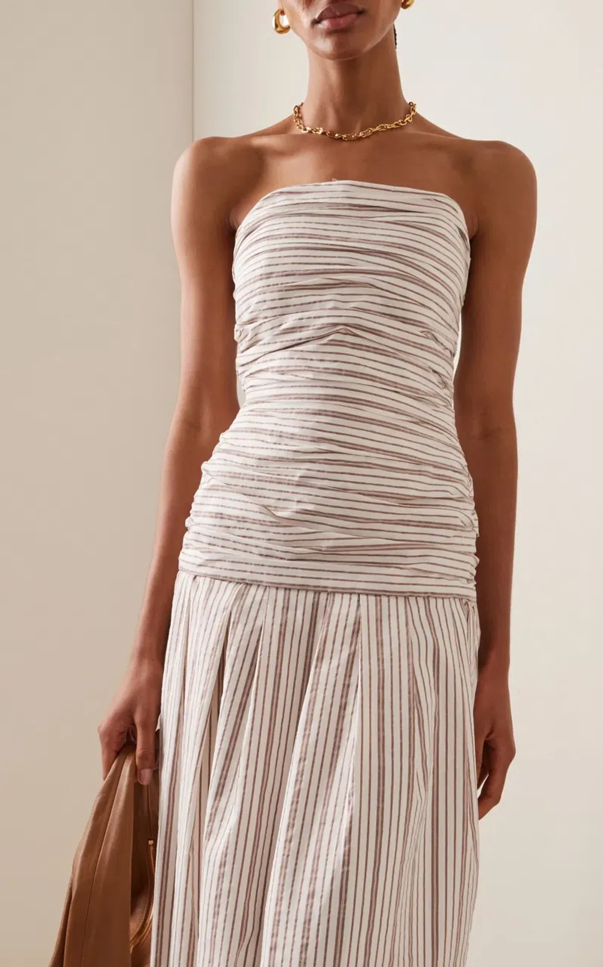 Anna Quan Isadora Strapless Maxi Dress Tobacco Stripe Size AU 8 - Image 2