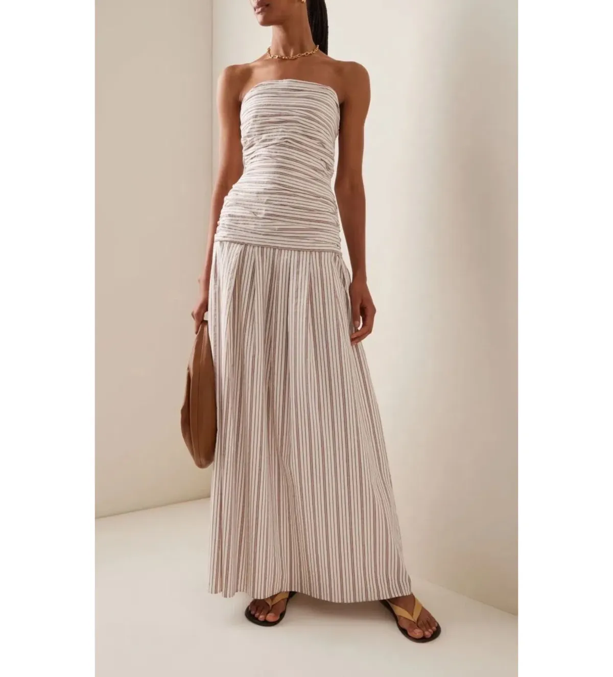 Anna Quan Isadora Strapless Maxi Dress Tobacco Stripe Size AU 10 - Image 1