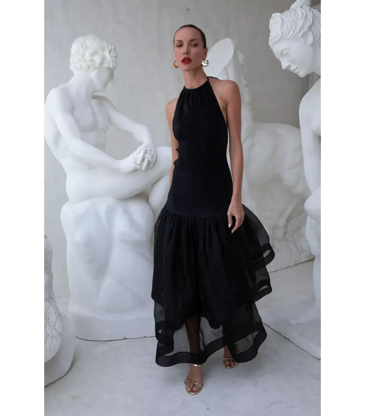 L'Idee Carrie Maxi Dress in Noir Size AU 10 - Image 1