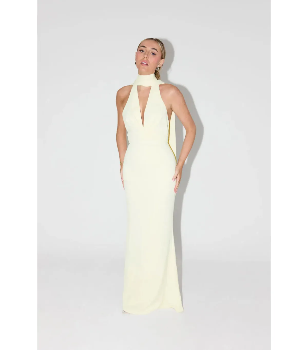 Odd Muse The Ultimate Muse Tie Neck Maxi Dress Butter Cream Size XS / AU 6  - Image 1