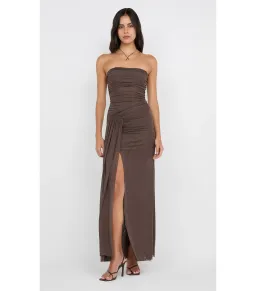 Bec & Bridge Ida Strapless Maxi Gown in Chocolate Brown Size AU 6 for rent on The Volte - image 1