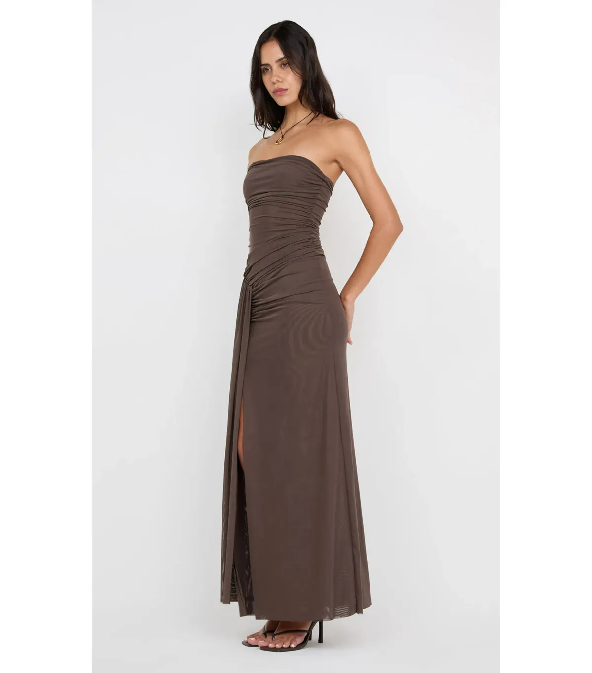 Bec & Bridge Ida Strapless Maxi Gown in Chocolate Brown Size AU 12 - Image 2