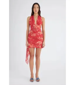 Benni Penelope Halter Mini Dress in Hibiscus Floral Size AU 6  for rent on The Volte - image 1