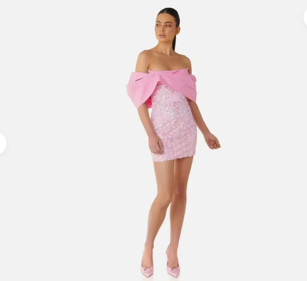 Eliya The Label Bianca Mini Dress Pink Sequence Dress Size L/ AU 12 - Image 1