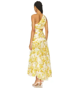 Zimmermann Golden Asymmetric Midi Dress in Yellow Toile Floral Size / 3 AU 14 for rent on The Volte - image 3