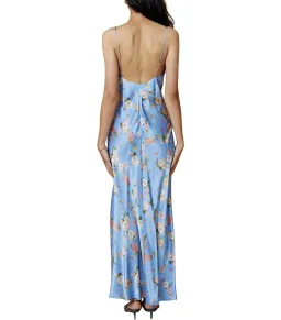 Bec & Bridge Kika Silk V Neck Maxi Dress Blue Floral Size AU 12 for rent on The Volte - image 2